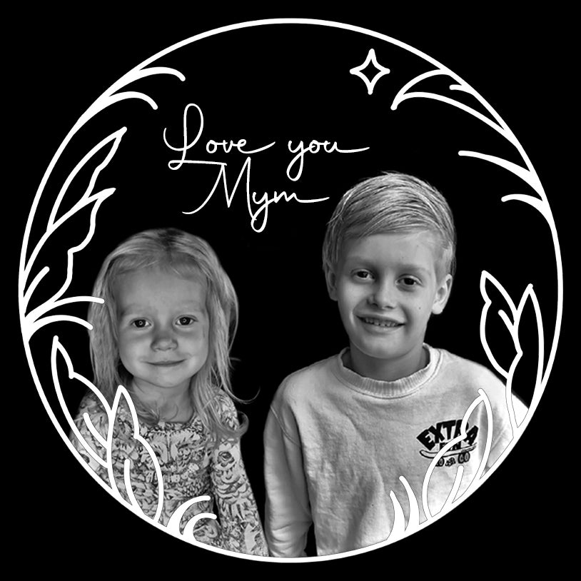 Custom portrait mirror engraving 30x30cm