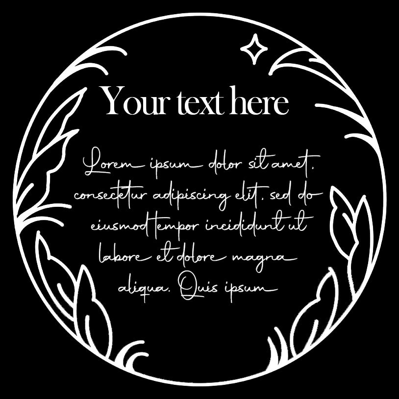 Custom text mirror engraving 30x30cm
