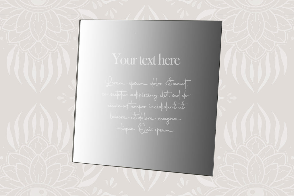 Custom text mirror engraving 30x30cm