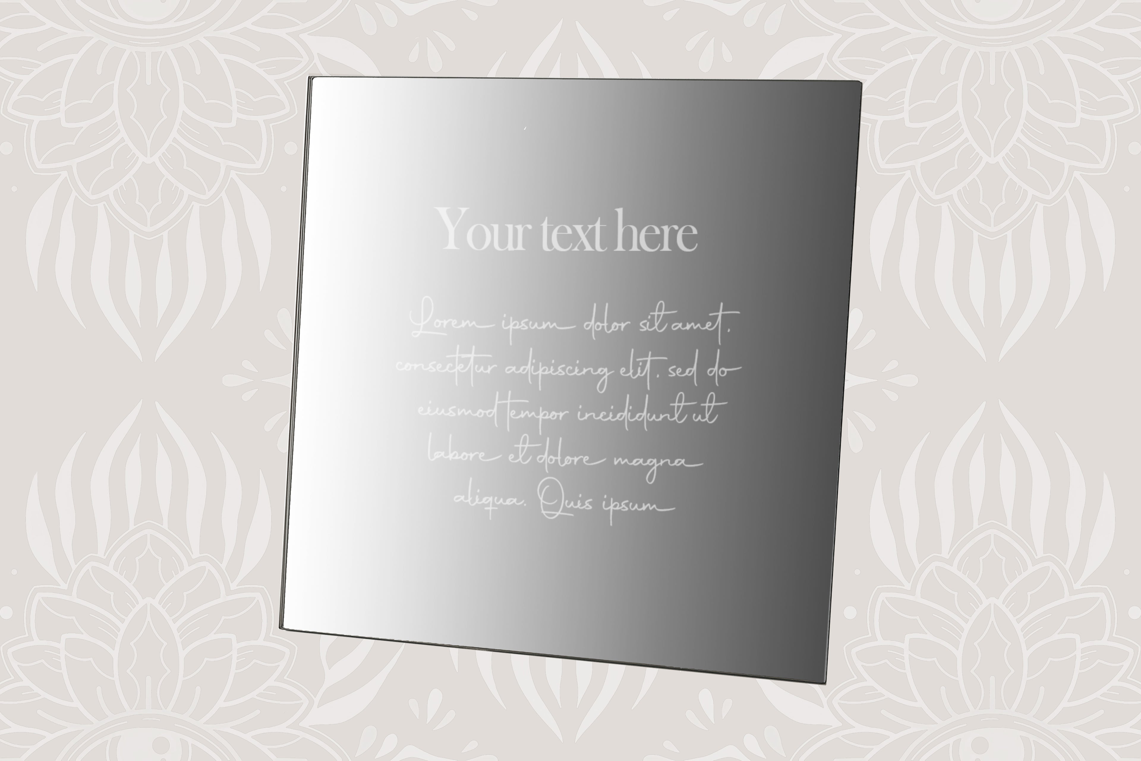 Custom text mirror engraving 30x30cm